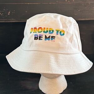 Gay Pride Apparel Proud to Be Me Cotton Bucket Hat Unisex White